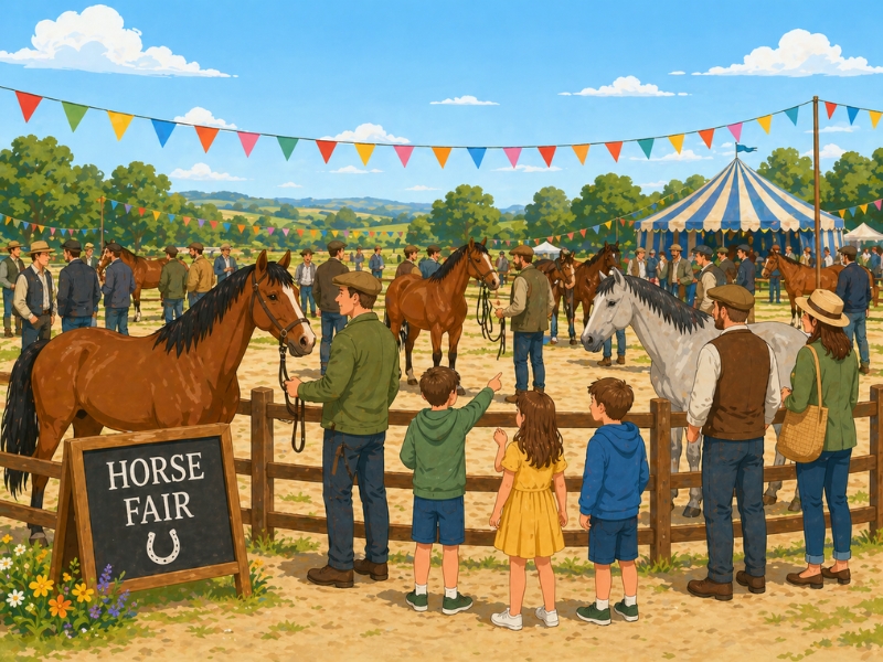 Horses and crowds at the Ballyclare May Fair
